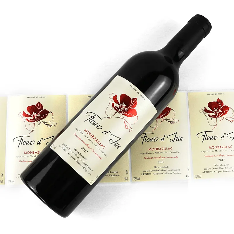 Custom Textured Embossed Velvet Label Roll  Bottle Sticker Wine Label