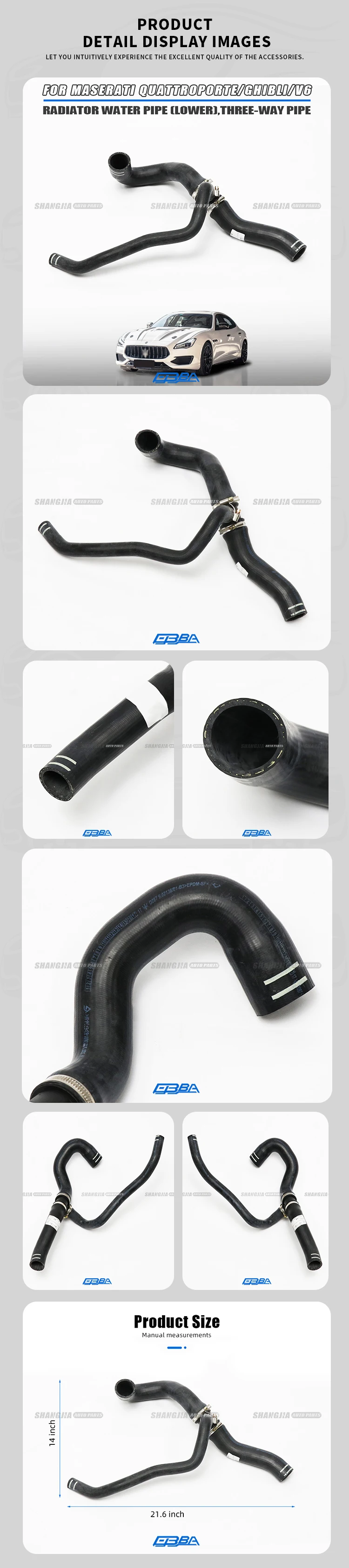 Hot Sell Radiator Hose Lower Tee Auto Parts For Maserati Ghibi Quattroporte V6 670001321 670031894 Rubber Material manufacture