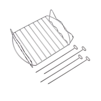 Stainless Steel 304 Airfryer Rack Kitchen Grill Roaster with Skewers