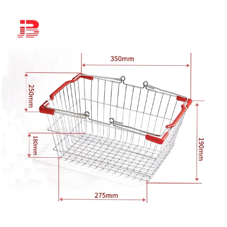 Supermarket use shopping metal baskets for storage details