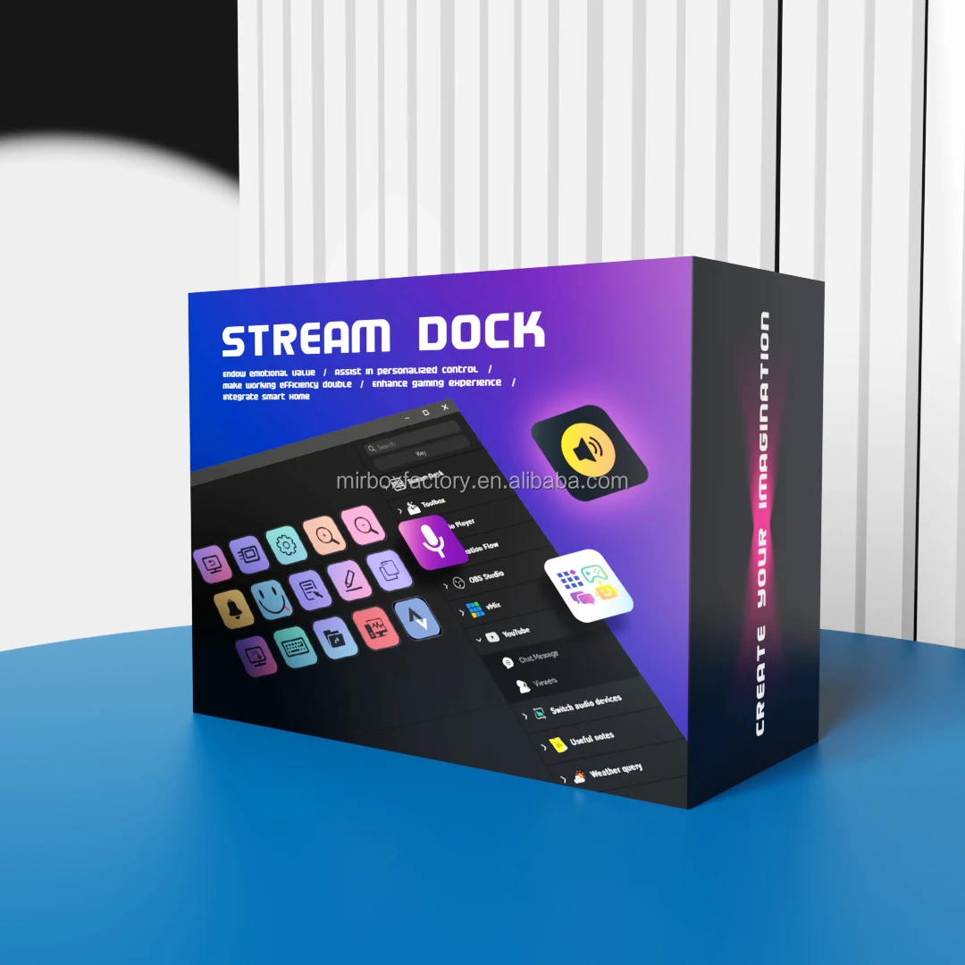 Visuals Keyboard Streaming Mirabox N4 Stream Deck Controller - 10 Key LCD Visual Keyboard for ...