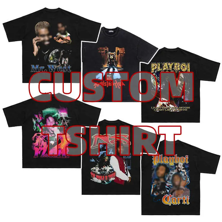 Streetwear Custom DTF DTG T-shirt Logo Hip Hop Cotton