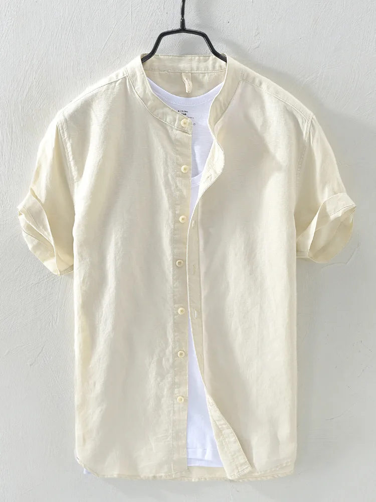 Chinese-style Cotton And Linen Shirt New Cotton And Linen Men Solid ...