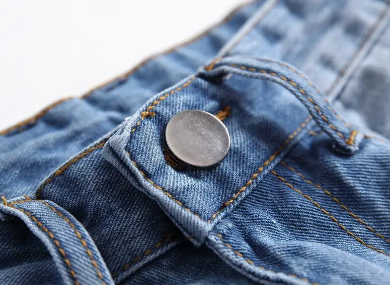 Men's Slim Fit Knee Hole Jeans Distressed Shabby Pants Art Patches Skinny Biker Blue Jeans Trousers