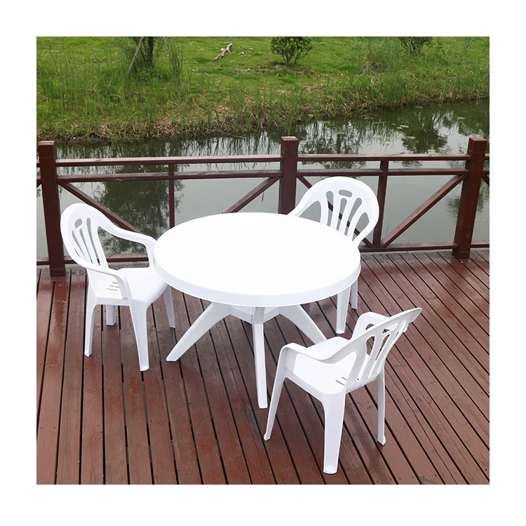 White Round Party Table Camping Party Table Big Plastic Round Table Of