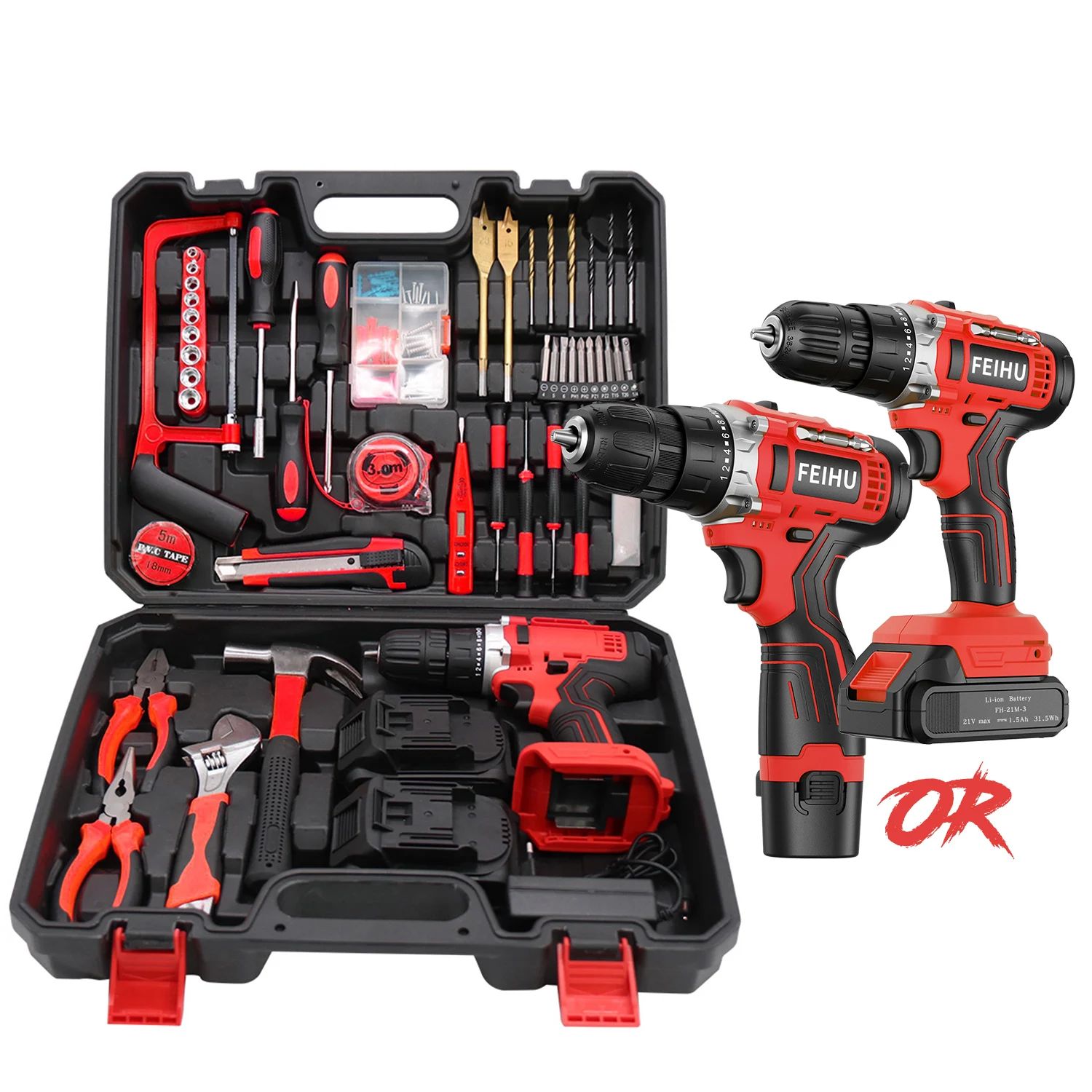 OEM Portable Electric Drill Combo Power Tool Kit Hot-selling Durable Cordless Drill With Lithium Battery Wood DIY Application