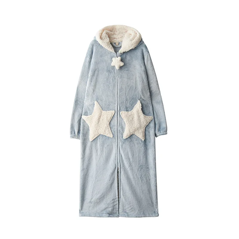 Blue Star Dressing Gown - Fleece Pullover with Zipper