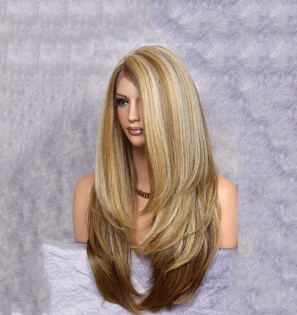 hot synthetic hair wigs long blonde brown hair blend full wig straight and tangerine...