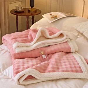 Wholesale Knitted Fleece Blankets Good Quality Super Soft Flannel Fleece Fabric Throw Blanket for Winter