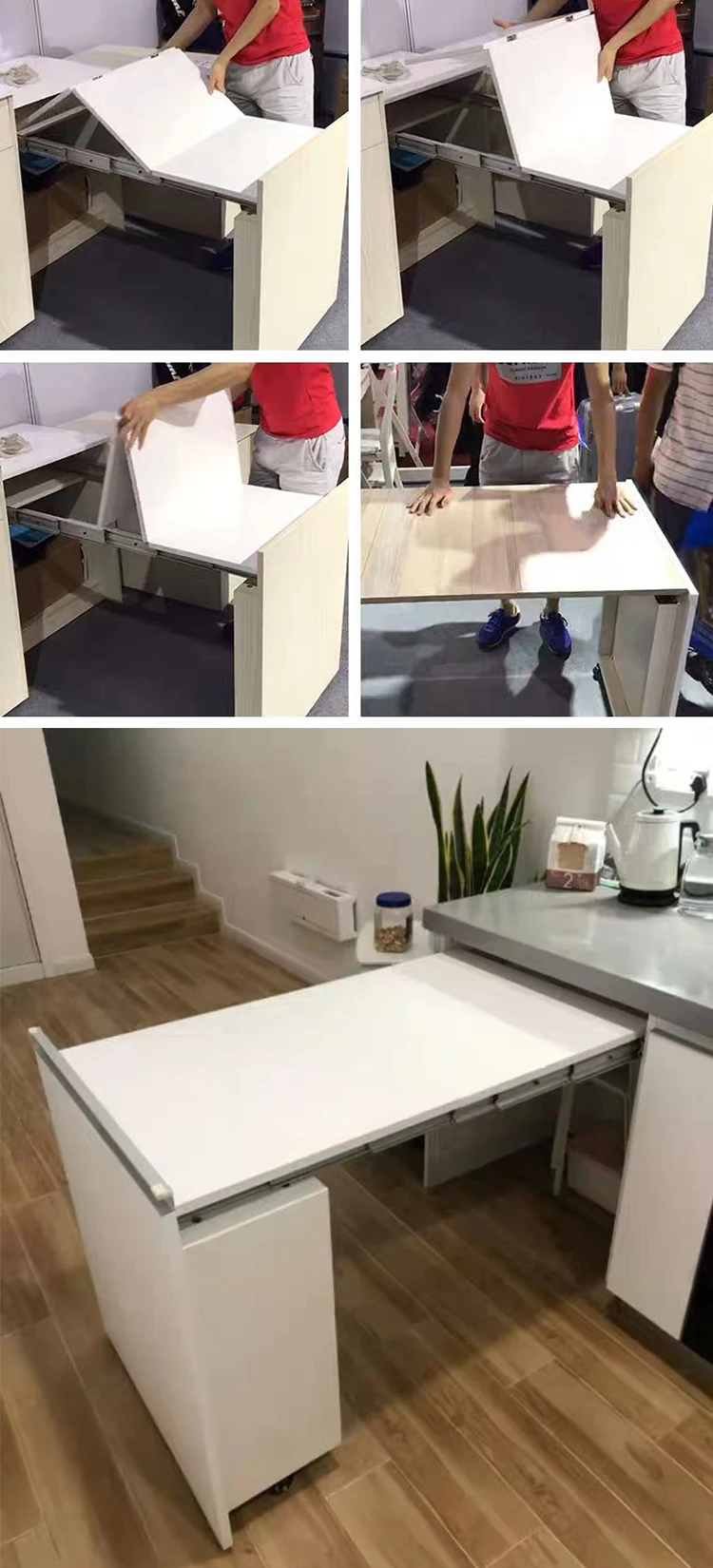 Heavy Duty Extendable Aluminium Telescoping Table Slide Folding Table Guide Rails Pullout Table