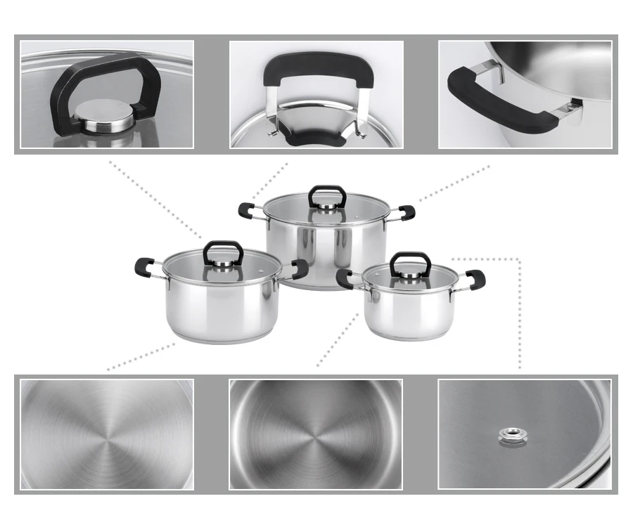 3 Ply Stackable Thick Base Induction Kitchen Utensils Kitchenware ...