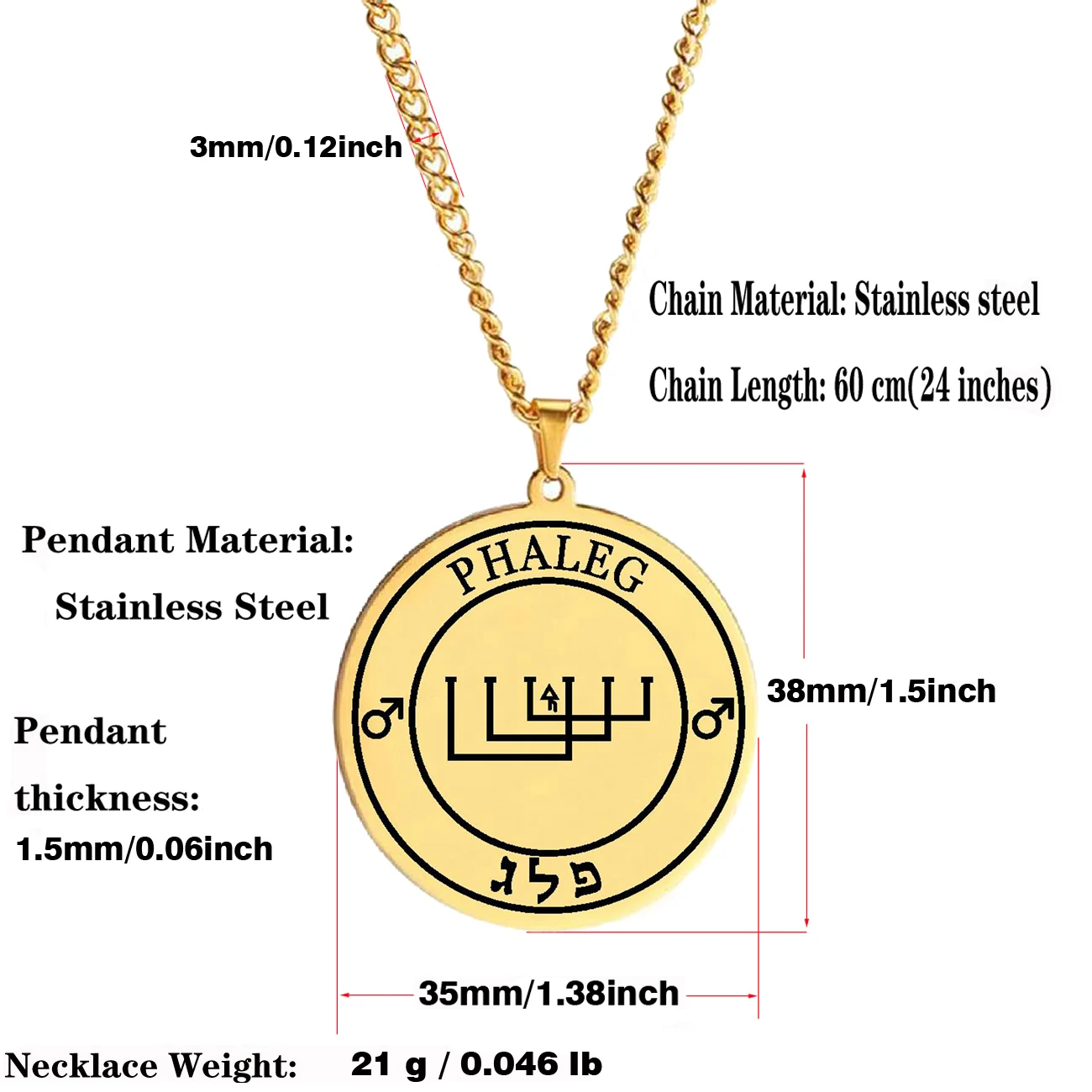 Gold the Sigil Seven Olympian Spirits PHALEG ARATHRON BETHOR OPHIEL OCH HAGITH PHUL Amulet Stainless Steel Pendant Necklace