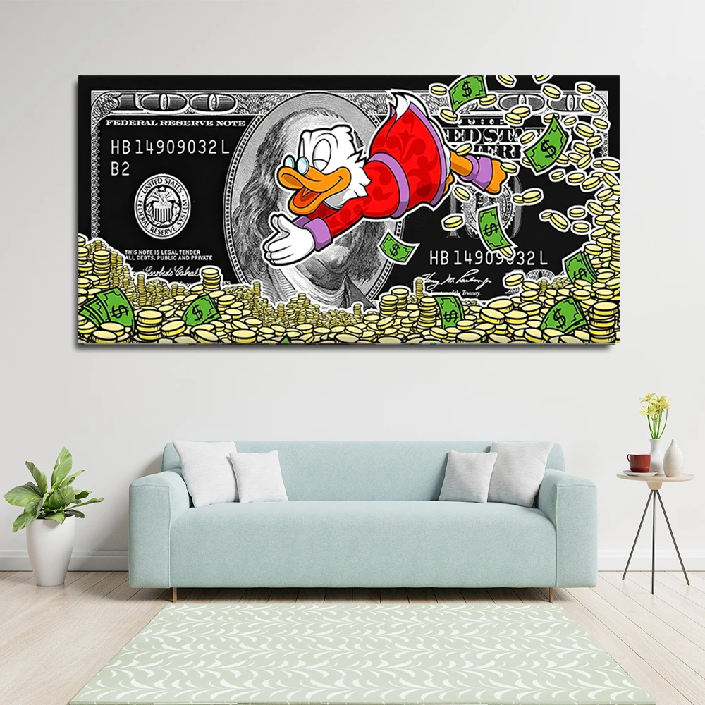 Monopoly Wall In Modern Street Art Canvas: Monopoly Lying in Pile of Dollars, Eco ...