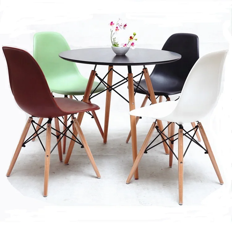 
Factory price MDF Table 4 seats salle manger wholesale wooden scandinave dinner table round dining table 