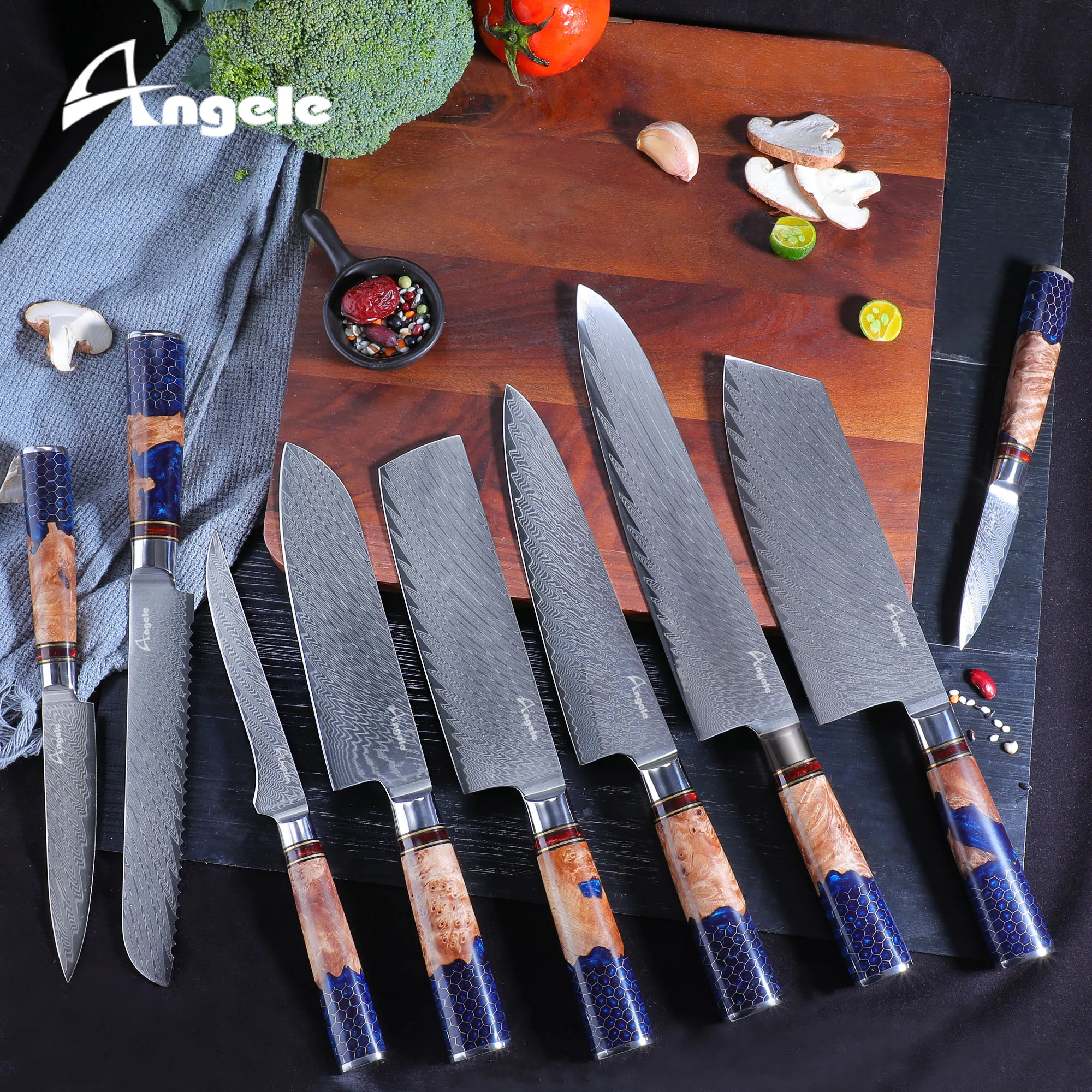 Exquisite 3-Piece Japanese Damascus Knife Set with Premium Handles main image 0