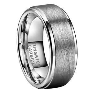 Coolstyle Jewelry 8mm Wholesale Stepped Special Brushed Tungsten Wedding Band for Men Women Engagement Fashion Finger Rings