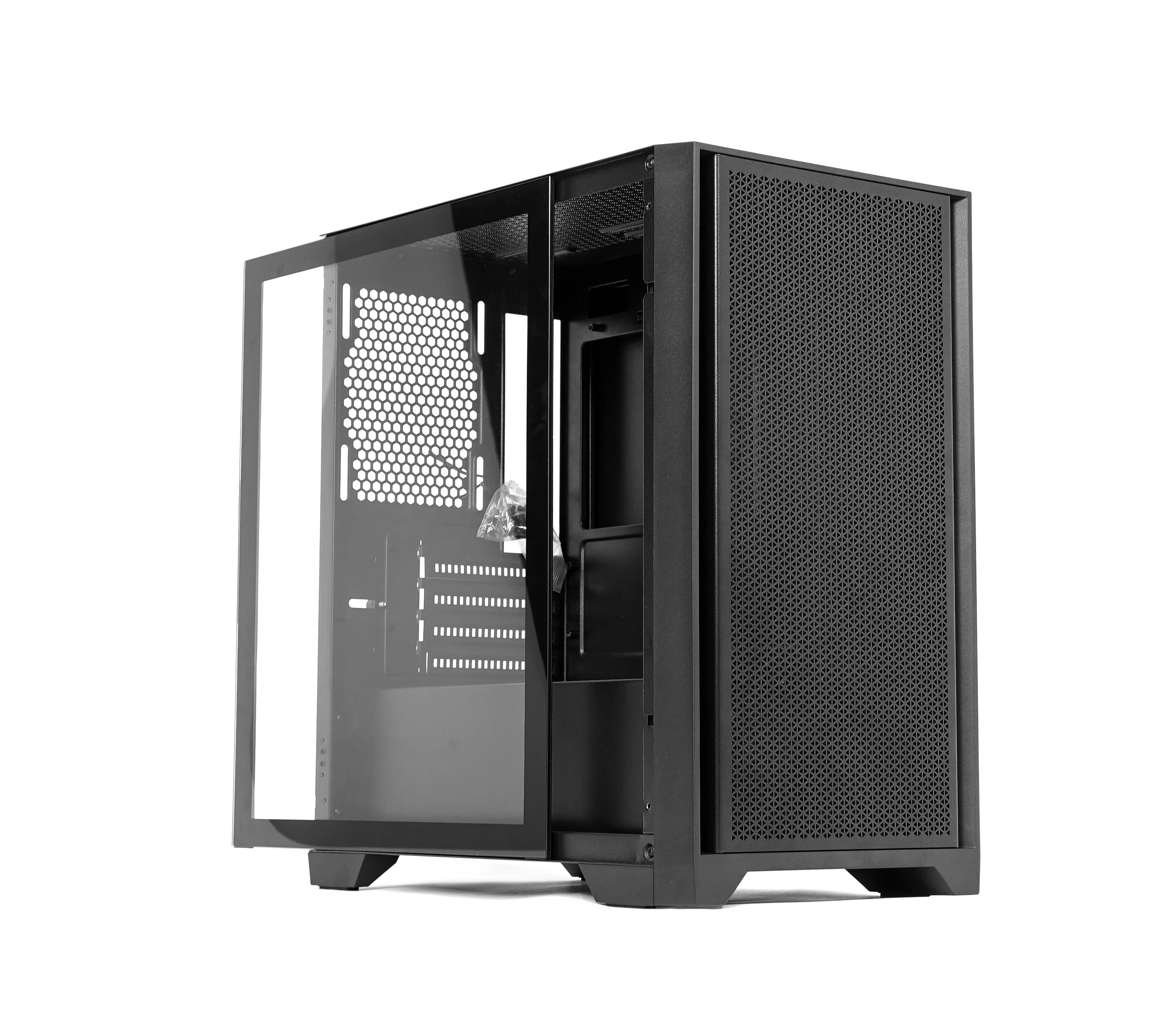 Metal Mesh Mid Tower Computer Chassis MATX Gaming PC Case with Side ...