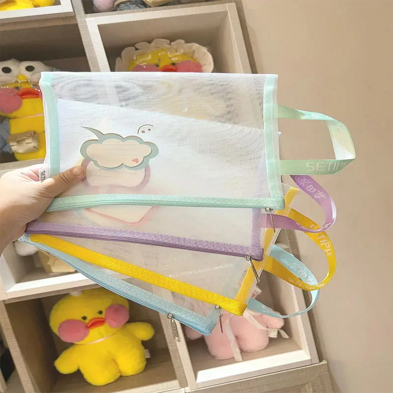 Wholesale Custom Private Label Mesh Makeup Bags PP Cosmetic Travel Organizer Bags Mesh Zipper Pouch Pencil Case