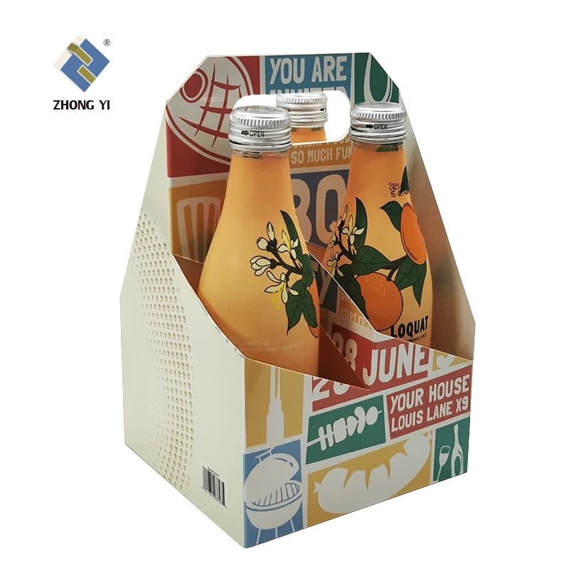 Custom Printed Cardboard 6 Pack Bottle Beer Carrier Box