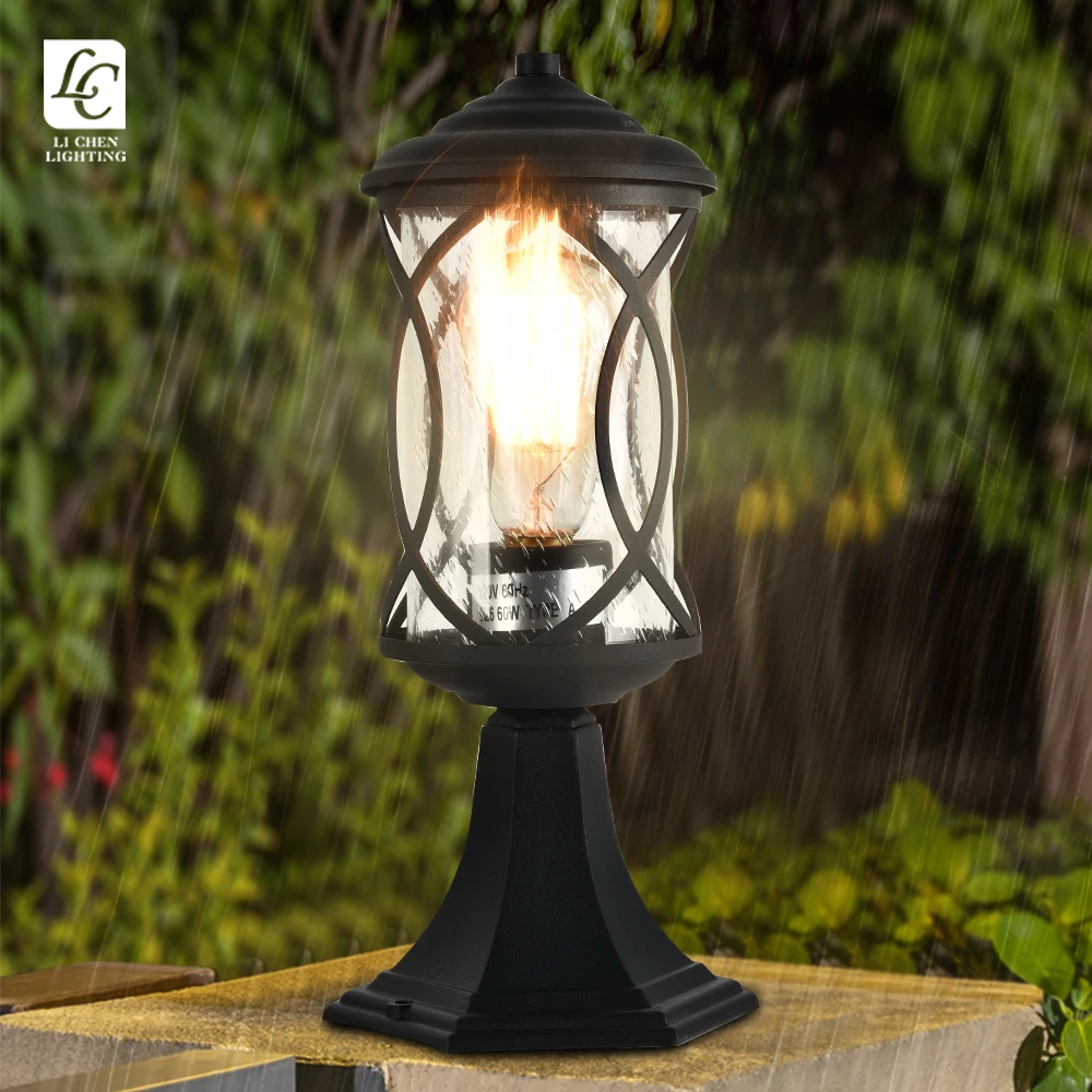 BD58 European New Style Waterproof LED Modern Glass Landscape Column Lamp IP65 APillar Outdoor Courtyard Lawn Garden Bollards Light