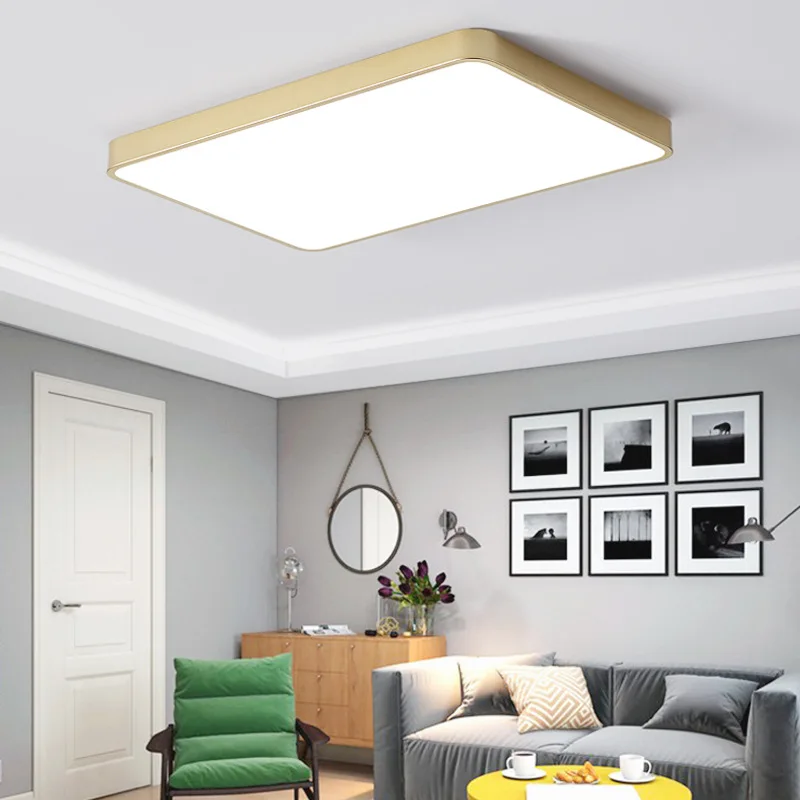 Modern minimalist bedroom ceiling lamp round square monochrome two-color stepless dimming