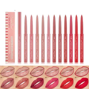 Factory wholesale 12 Colors Matte Velvet Lip Liner high Pigment soft Matte Lipstick Nude Lip Pencil