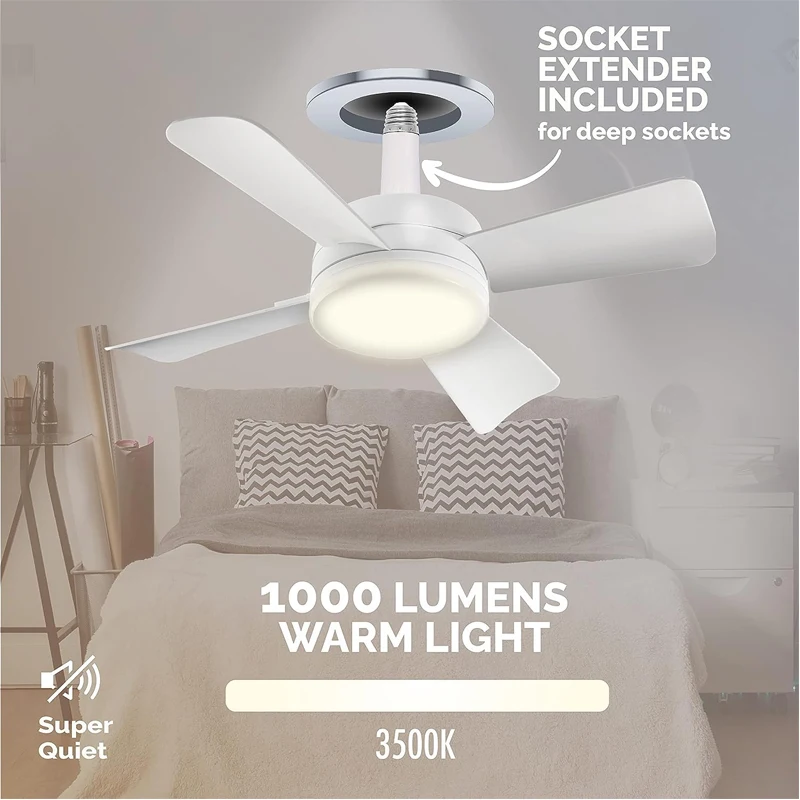 New Bulb Socket Fan Ceiling With Led Light Air Cooling Fan Celine Fans Screw on Lights Socket