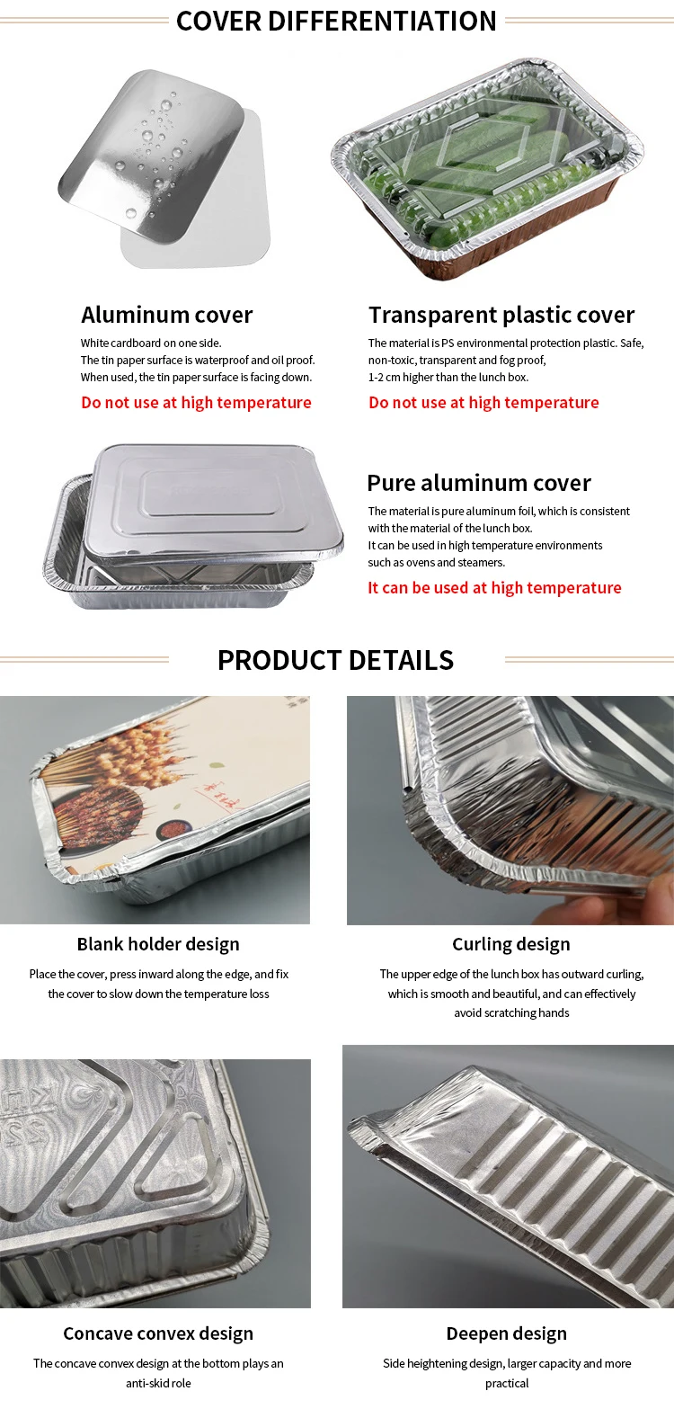 Aluminum Foil Packaging Takeaway Salad Box Lunch Box Portable Aluminum