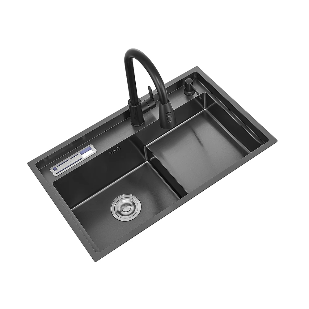 Factory Wholesale Hidden 7545waterfall Fly New Single Bowl Black Raindance Sink