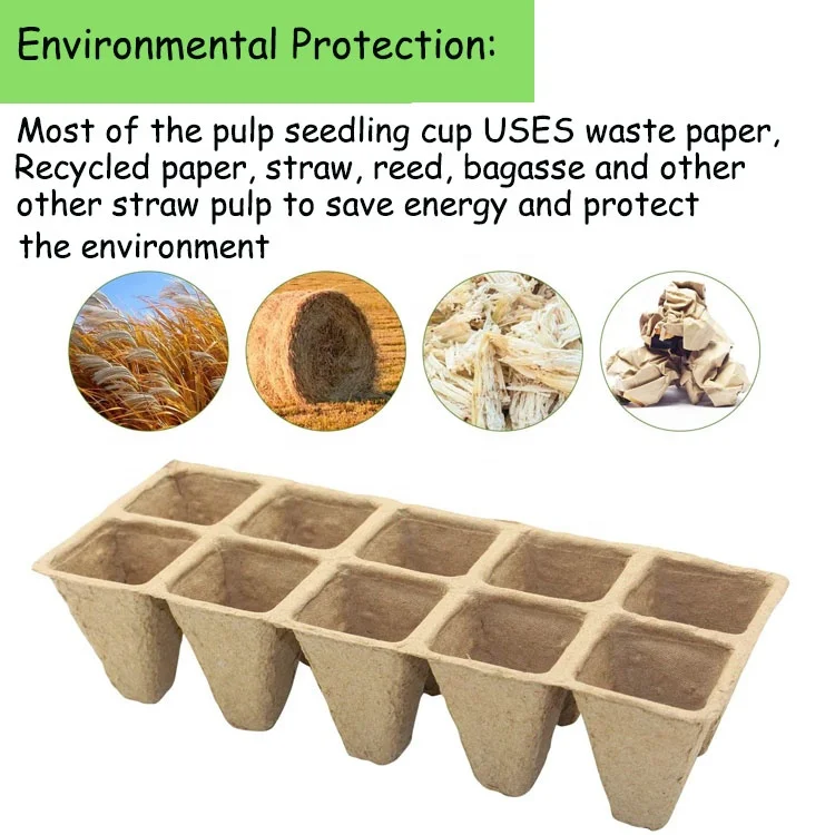 Disposable Biodegradable Paper Pulp Seeding Cup Square Garden Plants ...