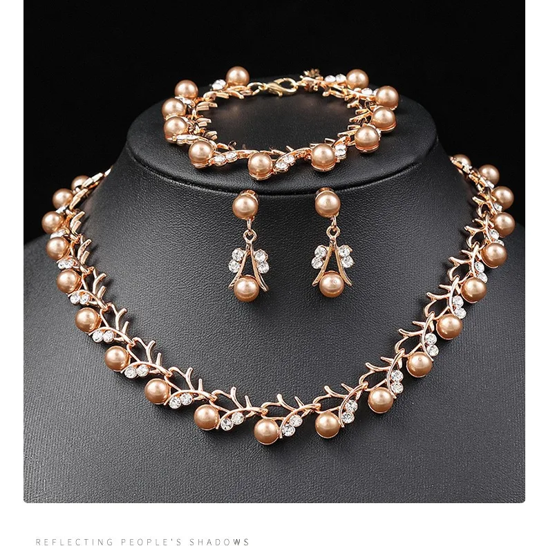 Elegant Korean Bridal Pearl Jewelry Set