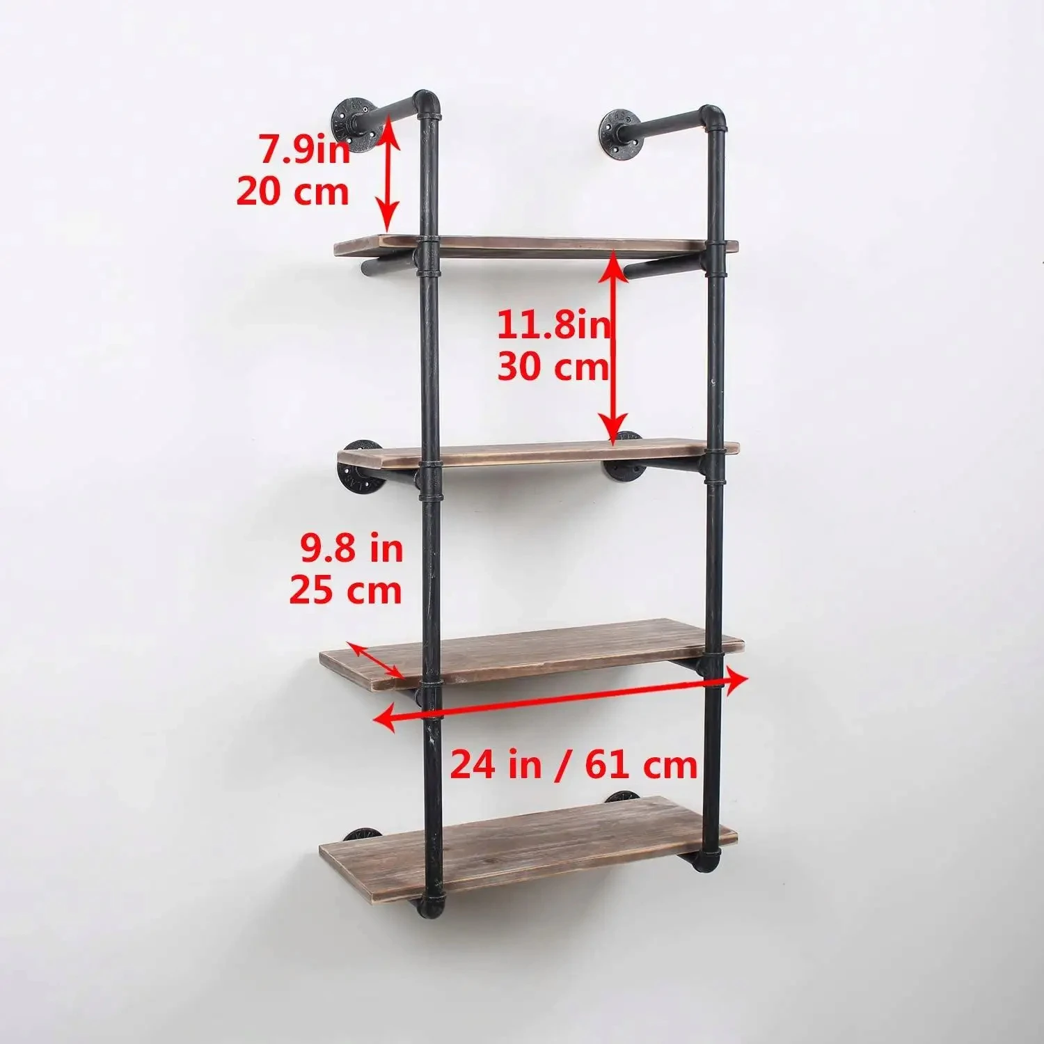 Floating Pipe Shelving Kitchen Shelves Wall Mounted 4 Tier Ladder Shelf Hanging With Circular