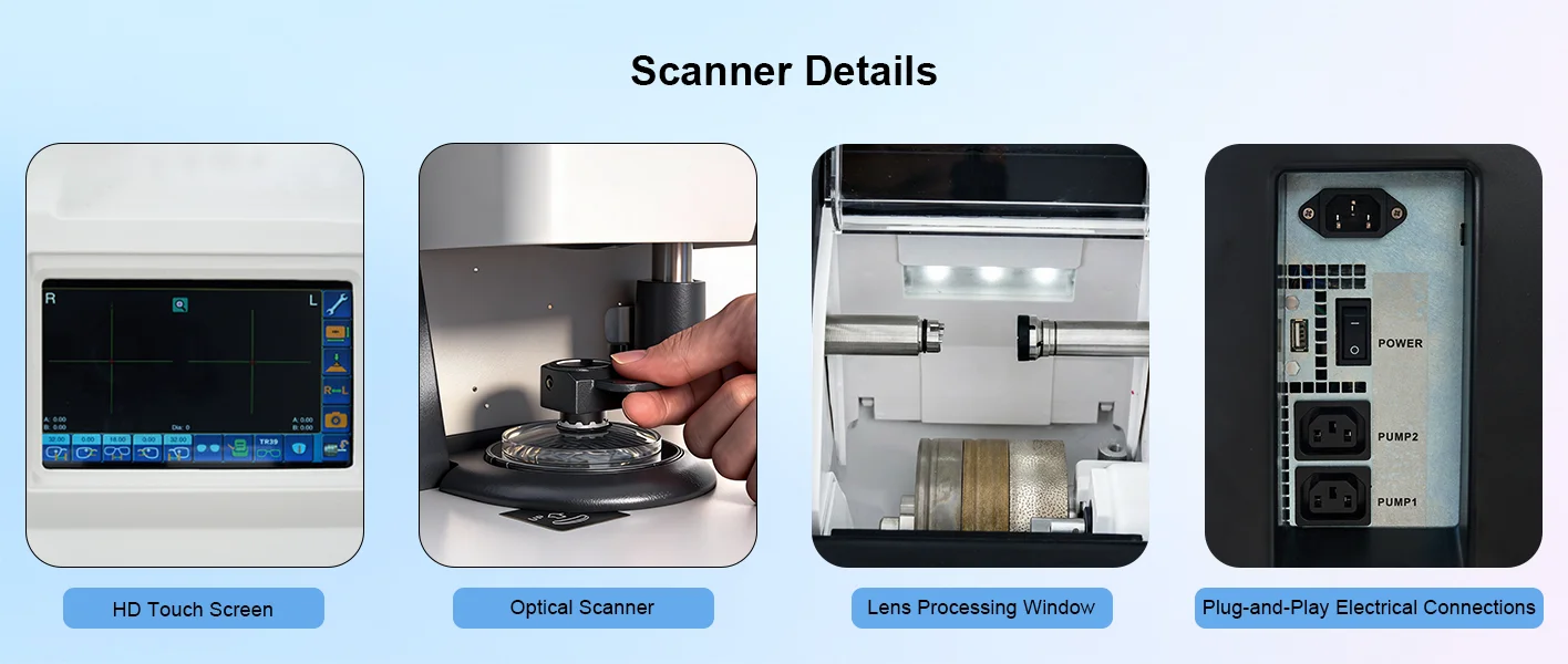 Optical Patternless Auto Lens Edger Machine ALE-1700 Built-in 3D Scanner and Frame Tracer for Optical Shops
