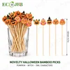 Piques en bambou citrouille d'Halloween