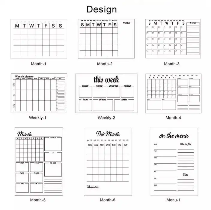 Custom Fridge Acrylic Calendar Black Dry Erase Plastic Planner