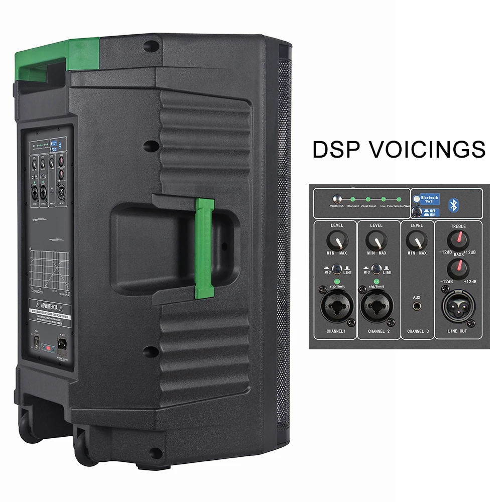 2000 Watts 15 Inch Professional Audio Versatile Powered Speaker Pa