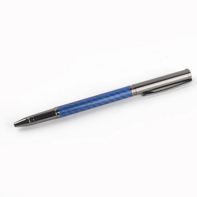 Jovesun Fashion Style Blue Carbon Fiber Metal Ball Pens Roller ball carbon fiber pens for writing luxure metal pen black