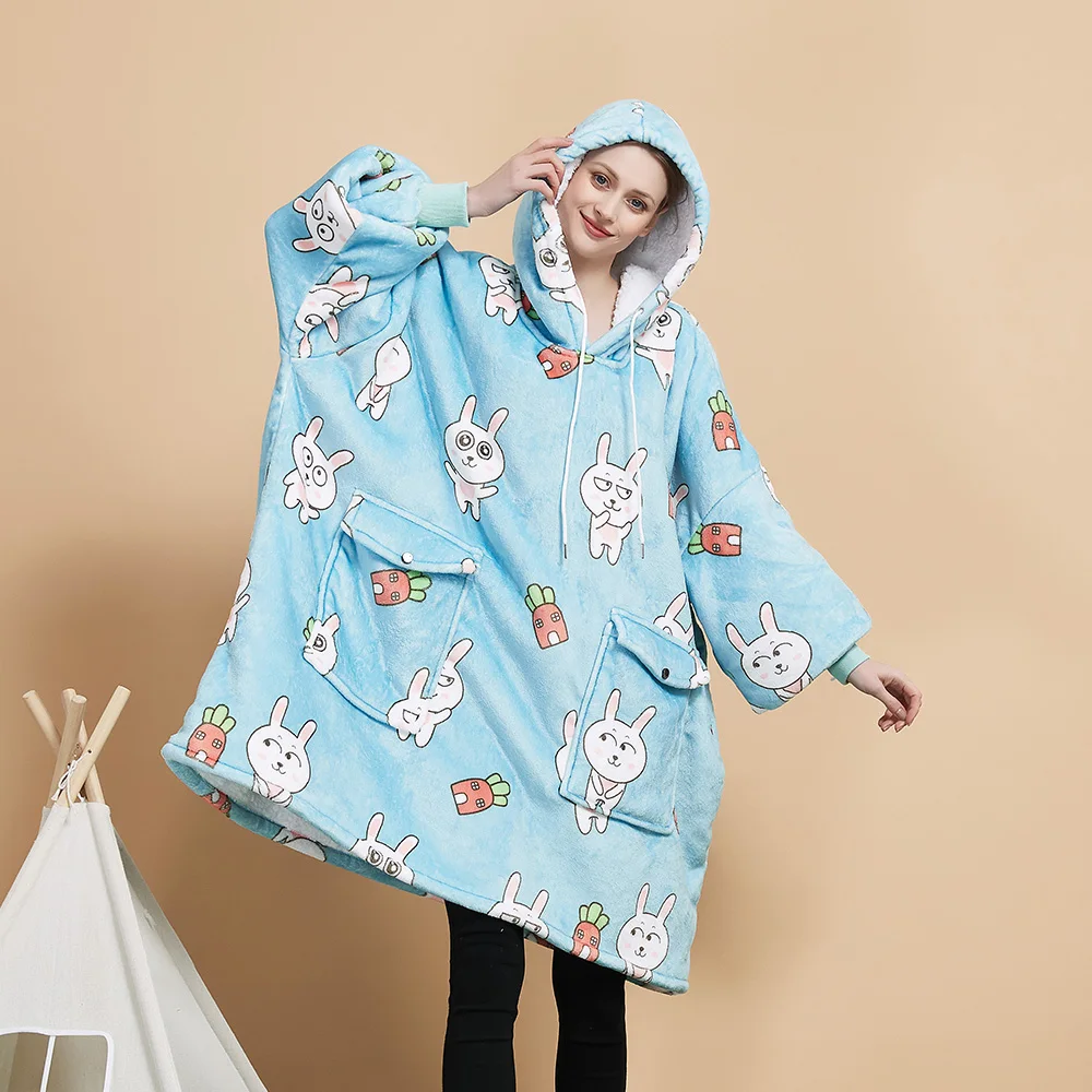 Hooded Blanket Oversized Animal Hoodie Cow Onsie Wearable Blanket