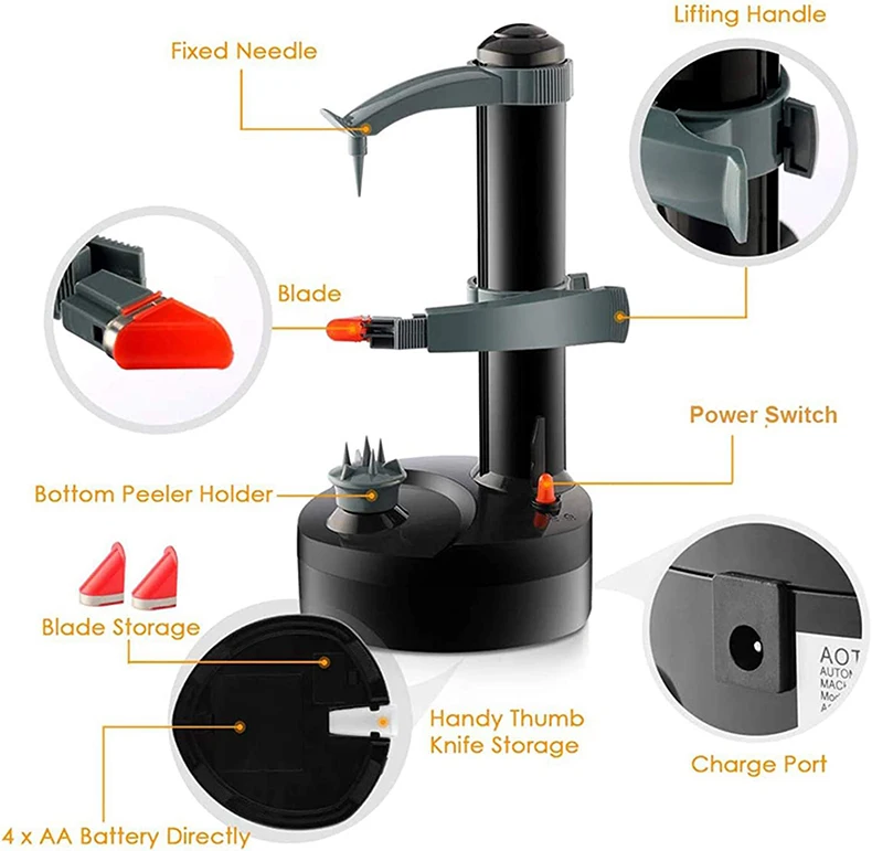 Modern Design Newest Kitchen Gadgets, Multifunctional Electric Vegetable Fruit Peeler
