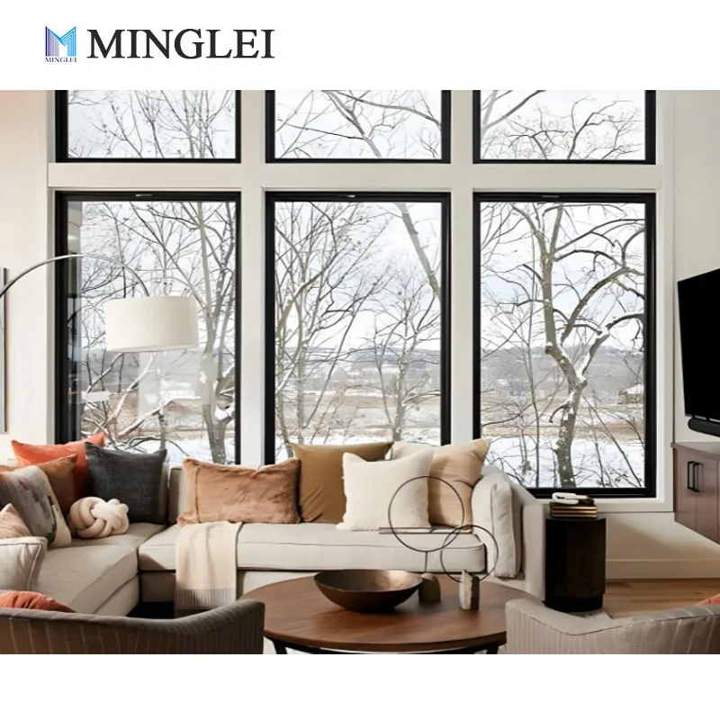 Finestre Grandi a Triplo Vetro NFRC Standard, Struttura Slim in Alluminio, Finestre Fisso con Ampi Vetrate per Abitazione