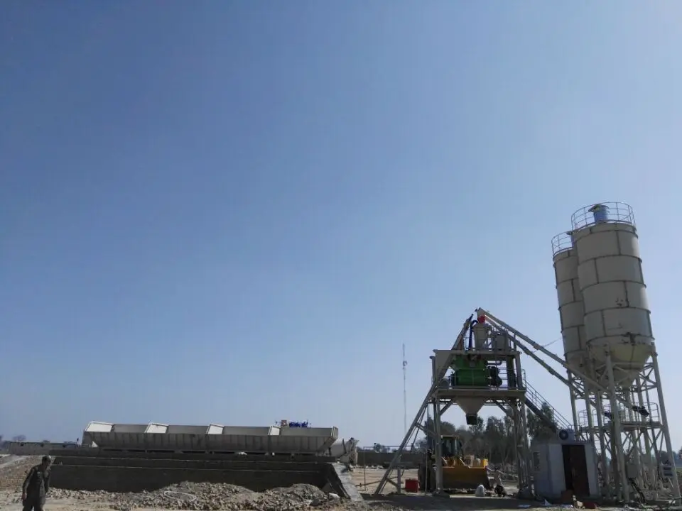 Hzs90 High Performance Fixed Concrete Mixing Batching Plant with Vertical Type Cement Silo