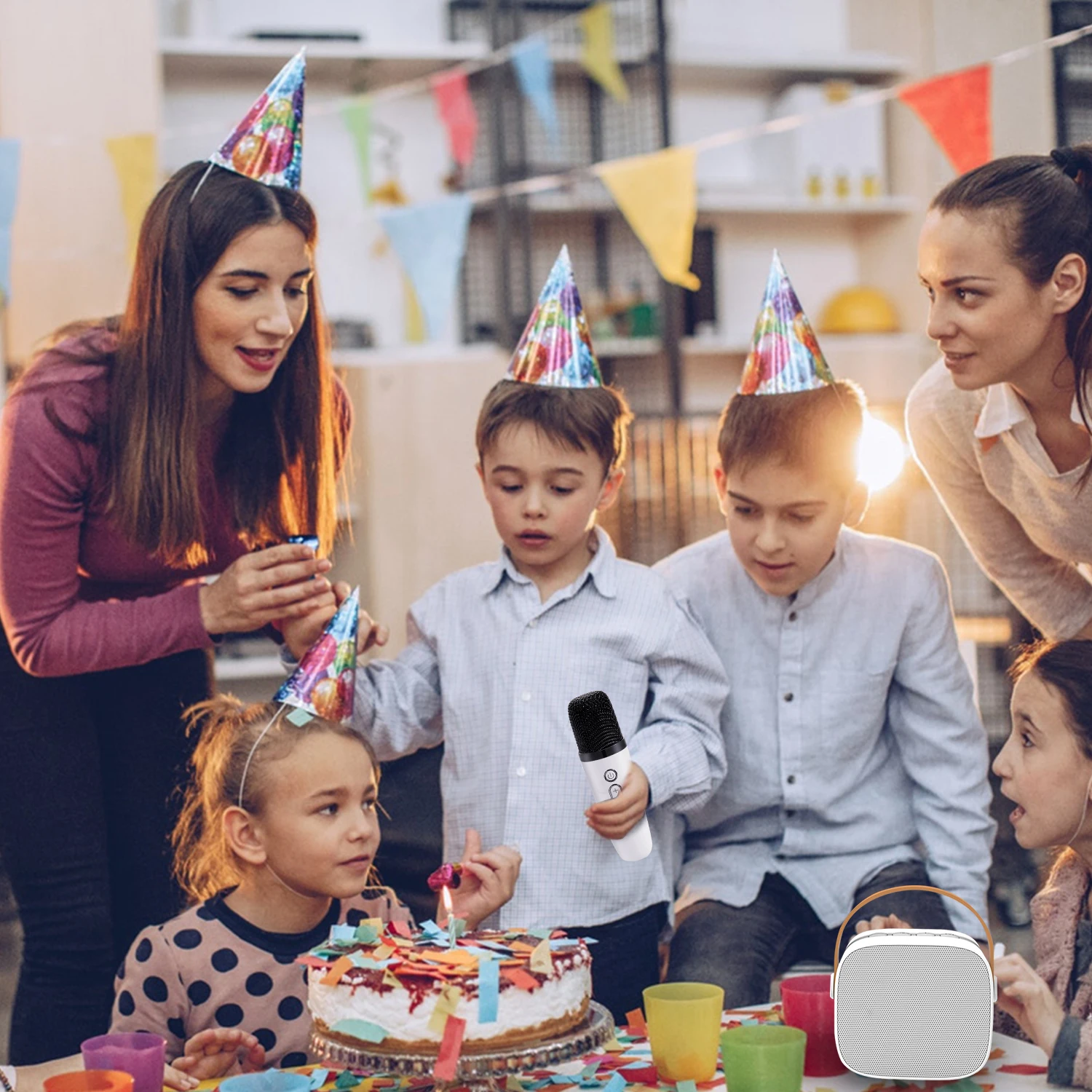 קריוקי נייד p2 עם מיקרופון אלחוטי מיני רמקול אלחוטי לרמקול קל עם מיקרופון