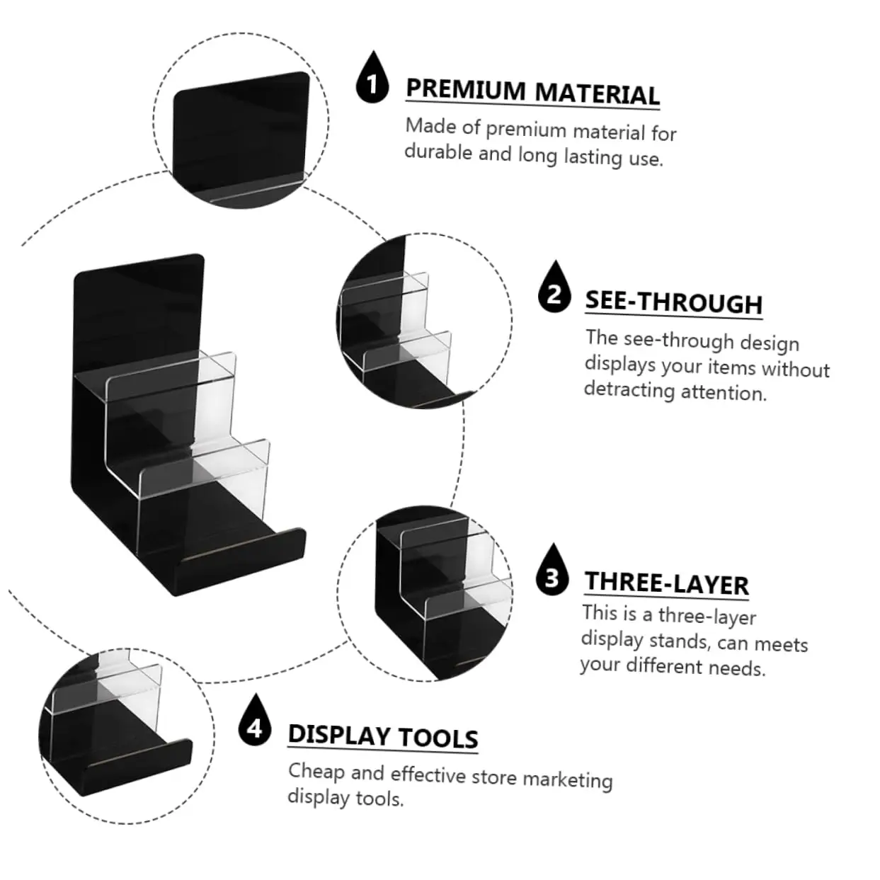 Clear Acrylic Eyeglasses Display Stand Shoe Risers Figure Glasses Shelf Rack Display Holder