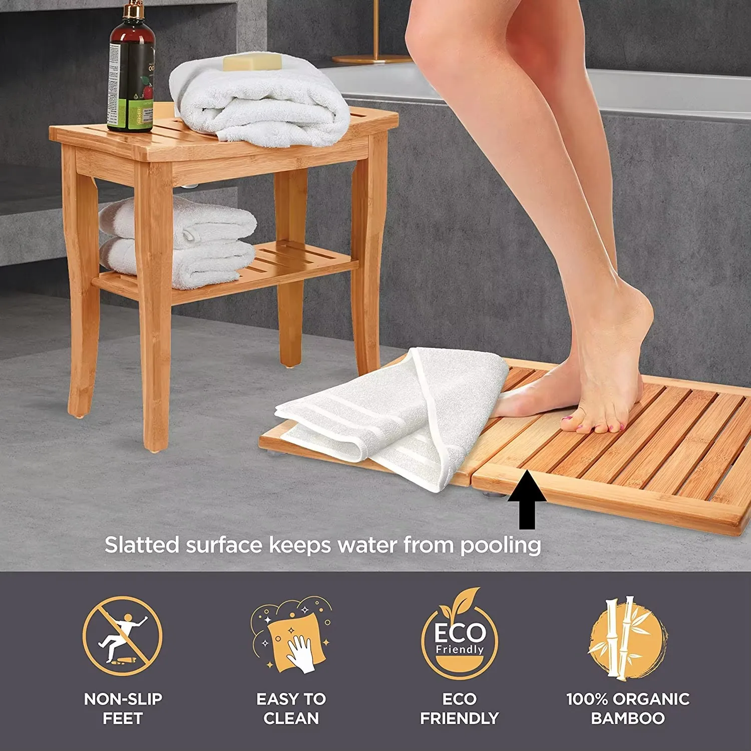 product customized modern bamboo stool anti slip waterproof living room furniture bath chair storage bench bathroom accessories-7
