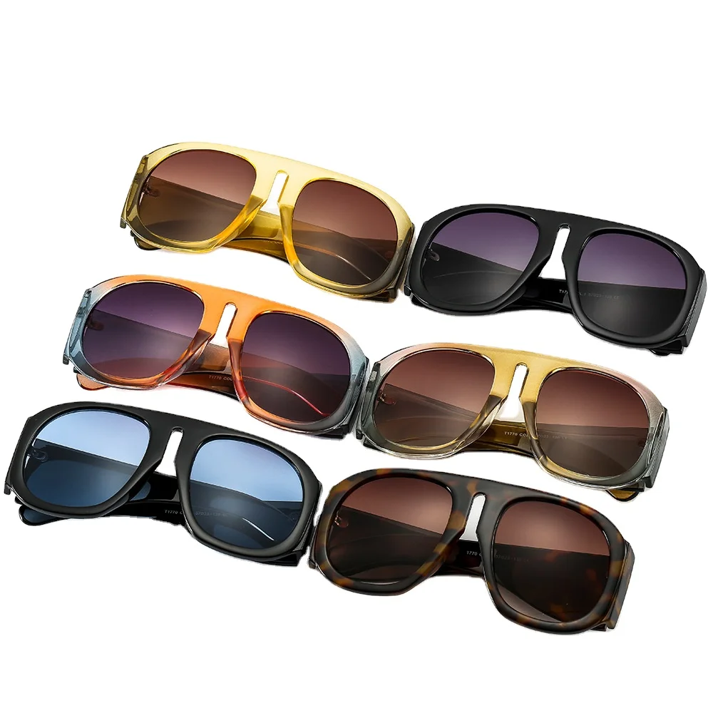 Shop 1770 Unique Oval Square Sunglasses with Gradient Lenses