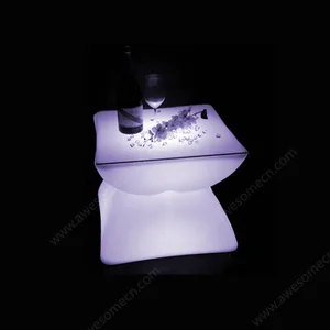 Remote Control Color-Changing LED Tea Table Glowing Plastic Coffee Table for Home Office Bar Wedding Party Basement Mall