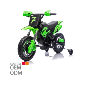 12V Battery Powered Motorcycle Electric Dirt Car for Kids Age 3-8 with Training Wheels Horn & Start Sound Certified En71