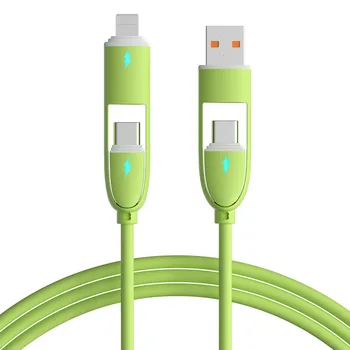 PD 27W 4-in-1 USB-C Fast Charging Cable 60W Multifunction Data Nylon Jacket Lightening Connectors Mobile USB Cable Computer