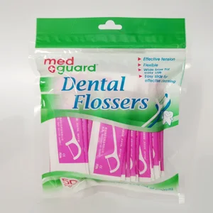 Daily Care Top Selling Portable Individual Wrapped Dental Flossers Biodegradable Paper Wrapped Interdental Floss Pick JS2001P