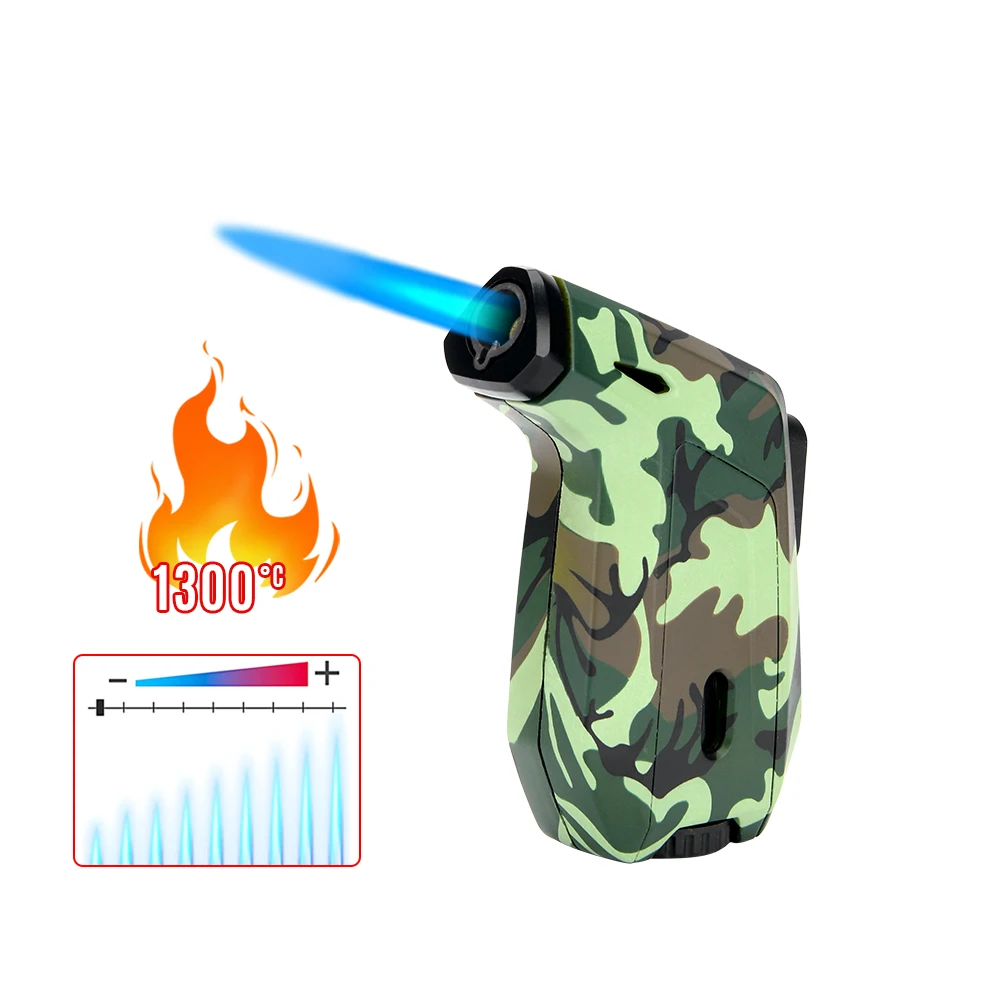Camouflage Design Single Jet Flame Mini Pocket Refillable Gas Torch Lighter Novelty Led Party Items Butane Customized Color
